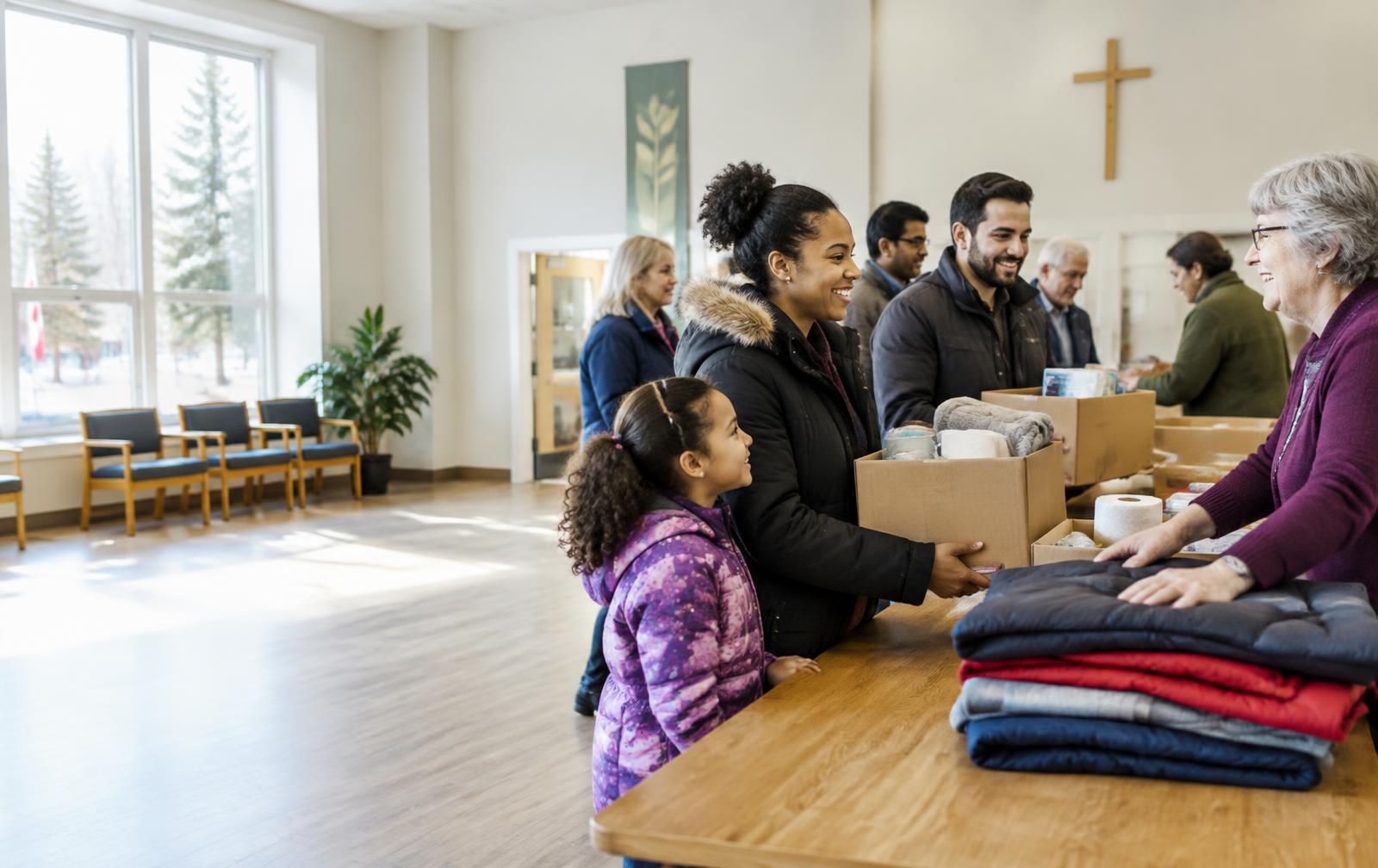 Illustrative church community sharing household goods